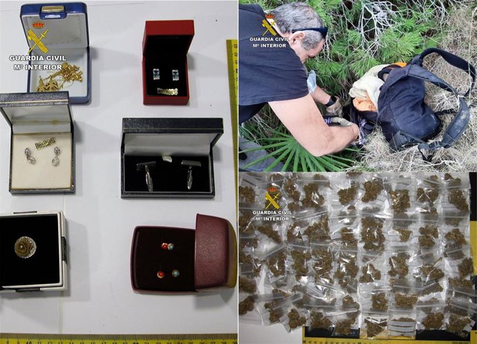 Imagen de los efectos intervenidos por la Guardia Civil