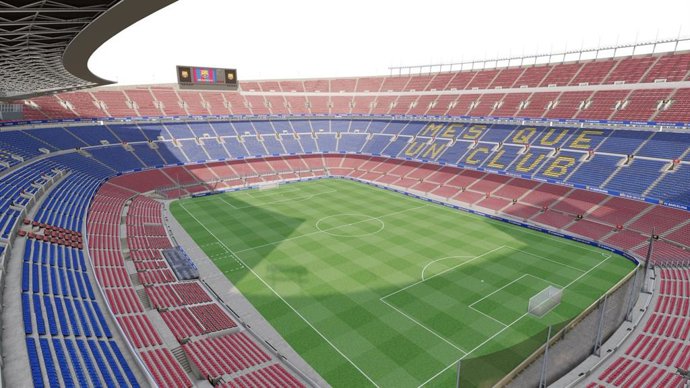 Estadio de fútbol creado en 3D para organizar eventos en el meta.