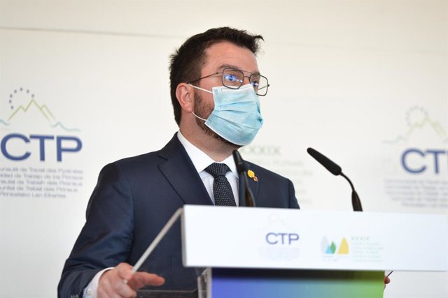 El president de la Generalitat, Pere Aragonès, en el Plenari de la CTP
