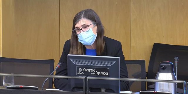 La directora general de Salud Pública del Ministerio de Sanidad, Pilar Aparicio, durante su comparecencia ante la Comisión de Investigación relativa a la gestión de las vacunas y el Plan de Vacunación del Congreso. En Madrid, a 13 de diciembre de 2021.