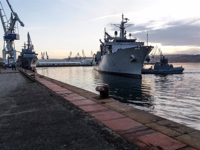 Archivo - El buque 'Patiño' de la Armada Española a su llegada a Ferrol tras participar en una misión de la OTAN