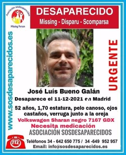 Buscan a un hombre que desapareció el sábado en Madrid y necesita medicación