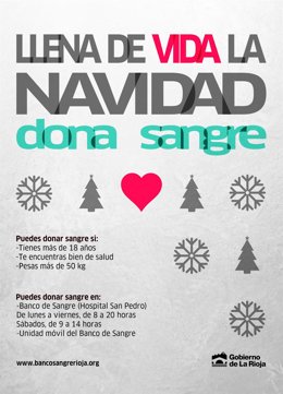 El Gobierno de La Rioja anima a donar sangre en Navidad, periodo en el que los pacientes riojanos necesitarán más de 600 transfusiones