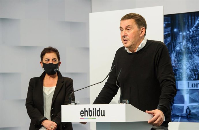El coordinador general de EH Bildu, Arnaldo Otegi, en una de prensa.