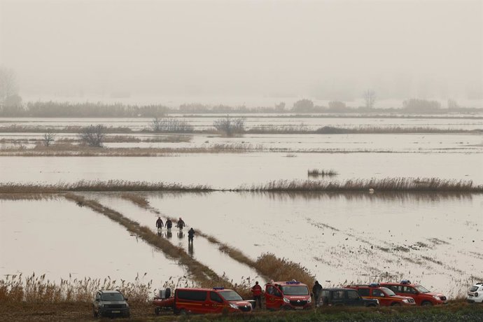 Camps negats d'aigua per la crescuda extraordinria del riu Ebre a Aragó