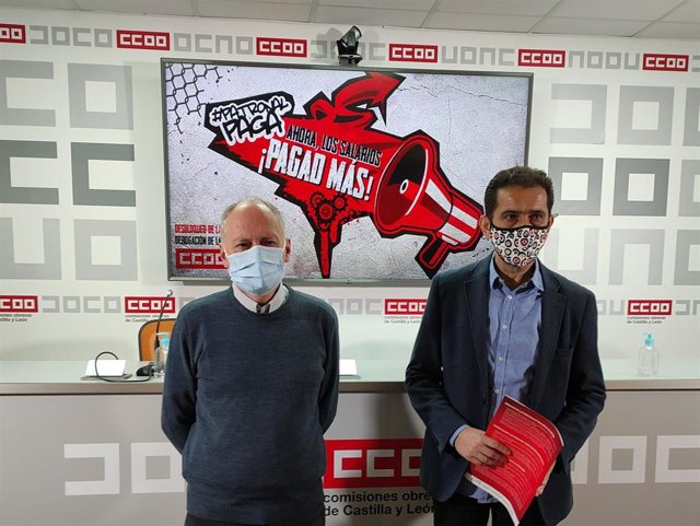 Los secretarios generales de UGT y CCOO, Faustino Temprano (i) y Vicente Andrés (d), respectivamente.