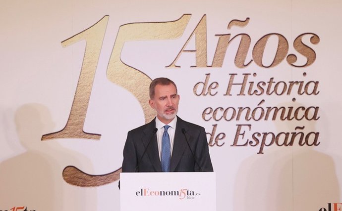 El Rey Felipe VI en su intervención en el XV aniversario de elEconomista, en Madrid