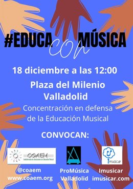 Cartel de convocatoria de concentración en defensa de la música en la educación.