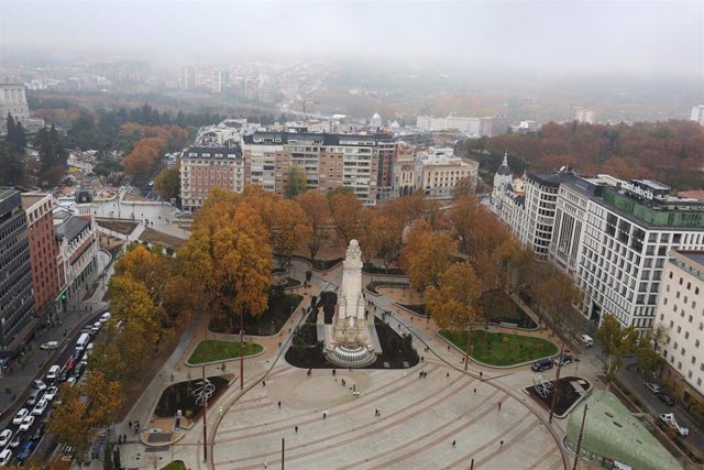 Vista general de la nueva Plaza de España, a 22 de noviembre de 2021, en Madrid.