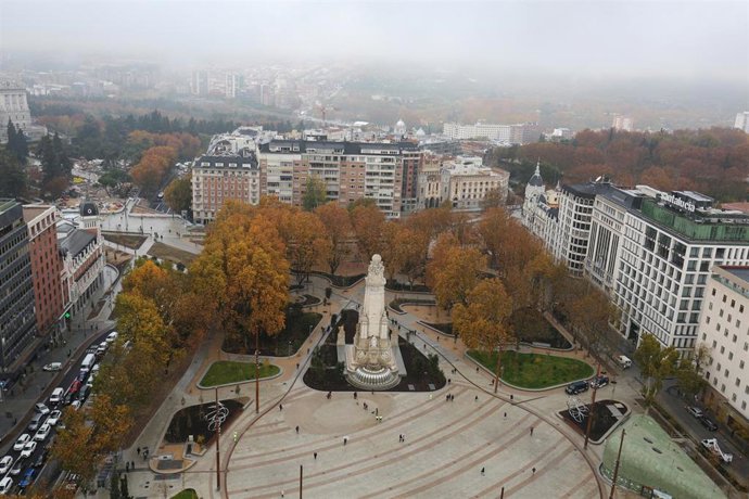 Vista general de la nueva Plaza de España, a 22 de noviembre de 2021, en Madrid.