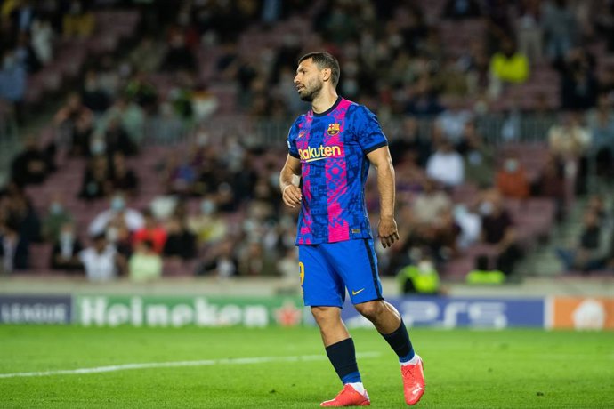 Archivo - 19 Sergio Aguero of FC Barcelona in action during the UEFA Champions League, football match played between FC Barcelona and Dinamo de Kiev at Camp Nou stadium on October 20, 2021, in Barcelona, Spain.