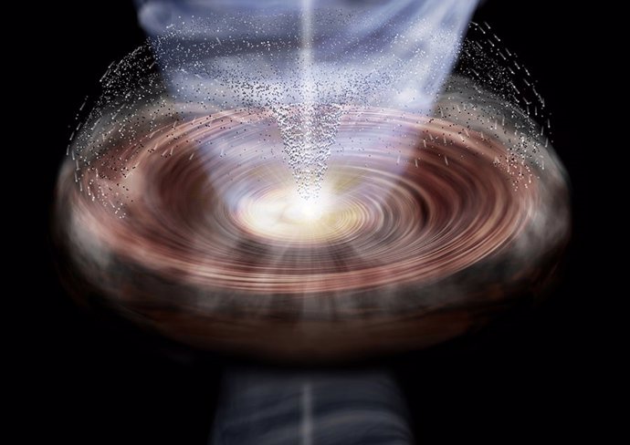 Impresión artística de la 'caída de ceniza' en un disco protoplanetario.