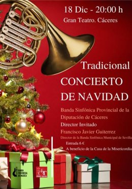 La Banda Sinfónica de la Diputación de Cáceres ofrece este sábado en el Gran Teatro un Concierto de Navidad