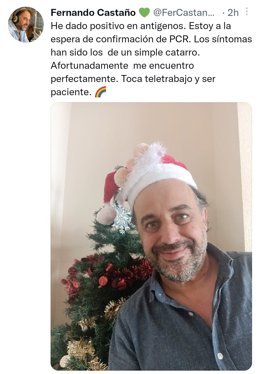 Captura de la publicación del concejal Fernando Castaño en la red social Twitter.