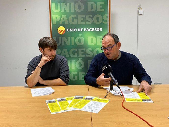 Los representantes de Unió de Pagesos Ferran Mulet y Josep Marrugat.
