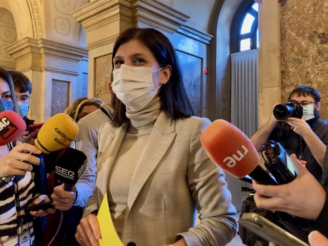 La portaveu d'ERC, Marta Vilalta, en declaracions als periodistes