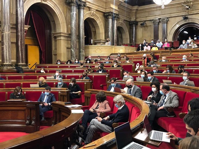 Pleno del Parlament durante el debate específico sobre salud mental el 14 de diciembre, con representantes de entidades.
