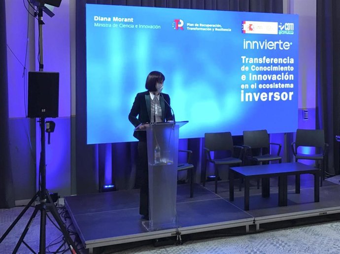La ministra de Ciencia e Innovación, Diana Morant, presentando la estrategia de Transferencia de Tecnología del programa Innvierte