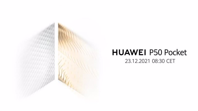 Cartel de presentación de Huawei P50 Pocket.