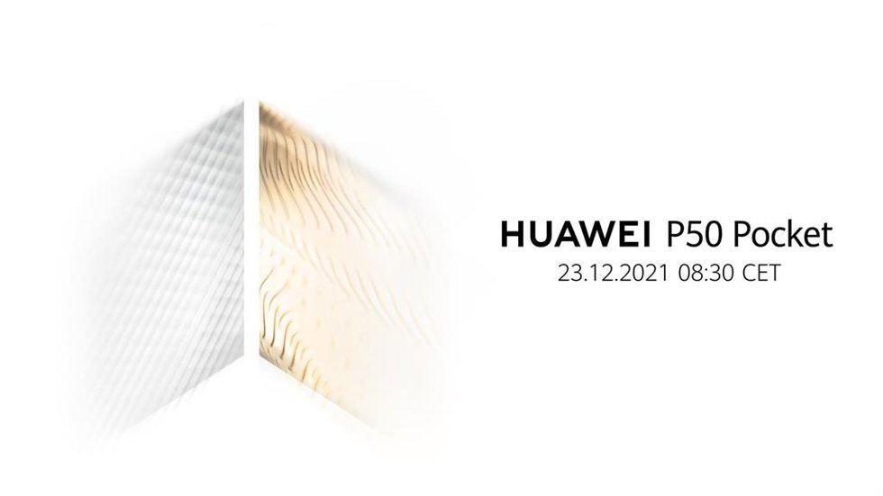 Cartel de presentación de Huawei P50 Pocket.