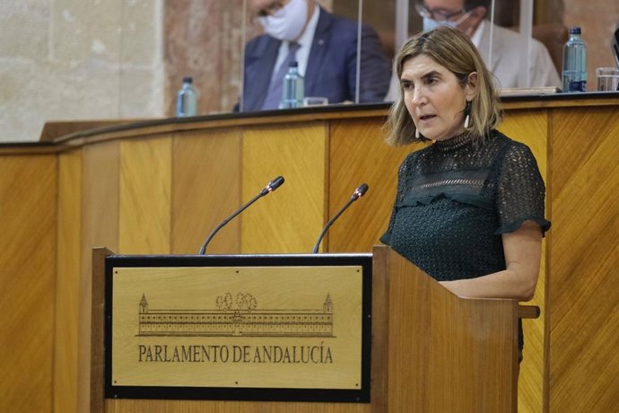 Archivo - La consejera de Empleo, Rocío Blanco, en el Pleno del Parlamento (archivo)