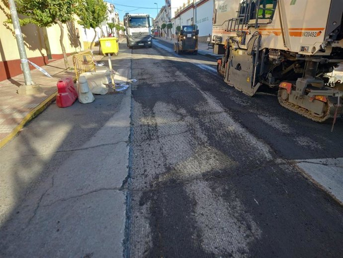 Obras en el ramal de acceso a Bollullos Par del Condado (Huelva).