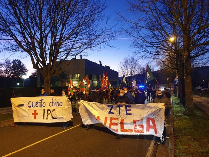 Manifestación de trabajadores de ZTE en Zamudio