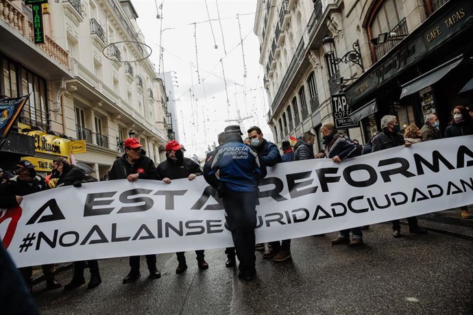 Protesta en Madrid de policías contra la reforma de la conocida como 'ley mordaza'