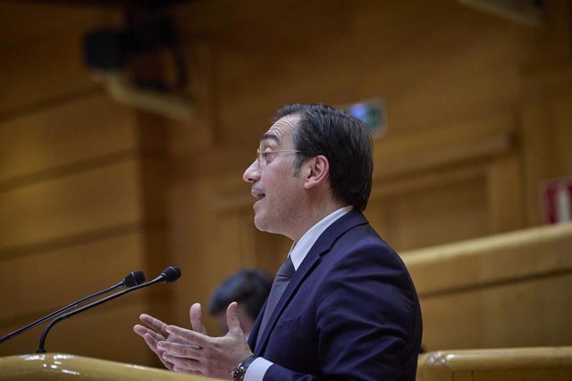 El ministro de Asuntos Exteriores, UE y Cooperación, José Manuel Albares, en el Senado.