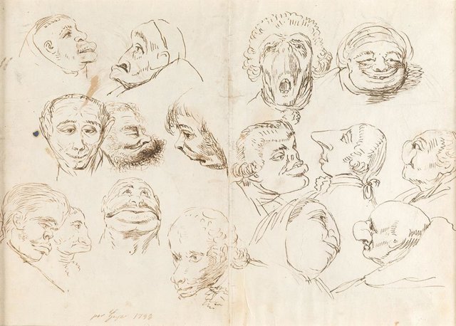 Archivo - Cuandro  “Dieciséis cabezas caricaturescas" de Goya.