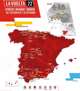 Mapa del recorrido de la Vuelta Ciclista a España de 2022