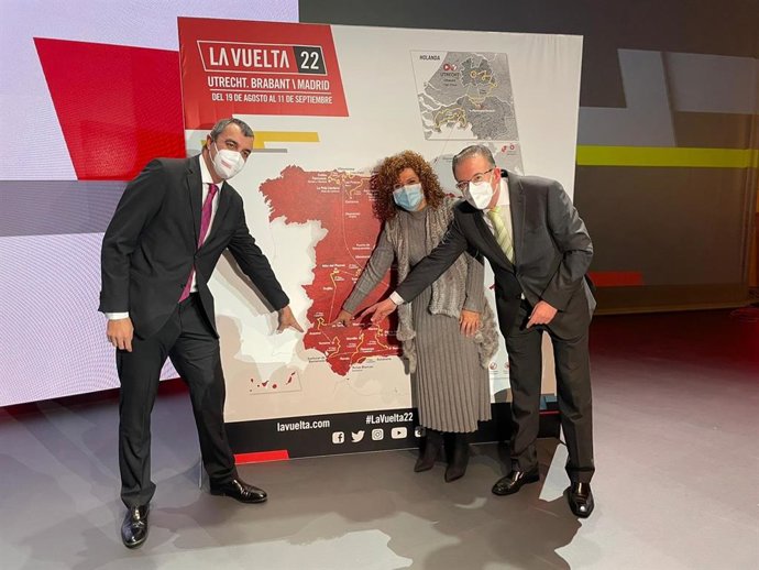 La presidenta de la Diputación de Huelva, María Eugenia Limón, en la presentación oficial del recorrido de La Vuelta a España en Madrid.