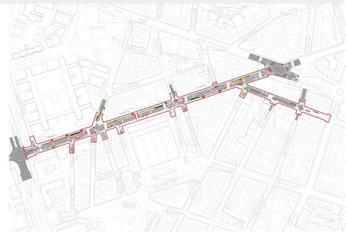 La calle Murrieta se remodelará con carril bici, zonas verdes y un nuevo paso elevado frente al Palacio de Justicia