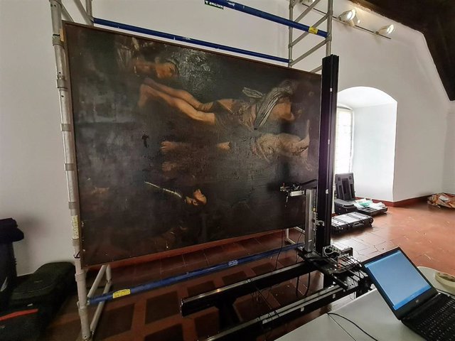 Escaneado en alta resolución de una copia de la "La Crucifixión de San Andrés", de Caravaggio (sXVII).