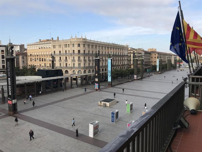 Archivo - Plaza del Pilar vacía