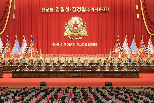Kim Jong Un durante un evento del Ejército de Corea del Norte. 