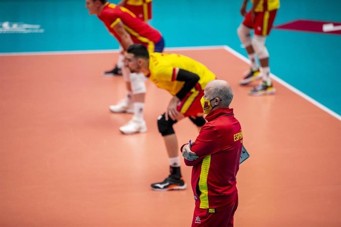 Archivo - Ricardo Maldonado durante un partido de la selección española de voleibol