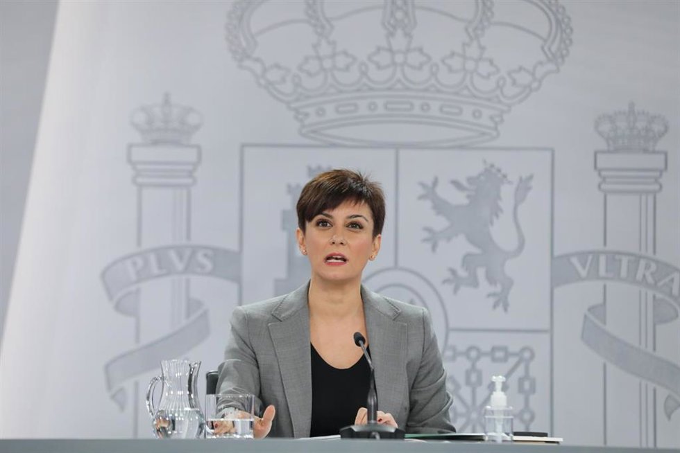 La ministra Portavoz, Isabel Rodríguez, comparece tras la reunión del Consejo de Ministros extraordinario.  