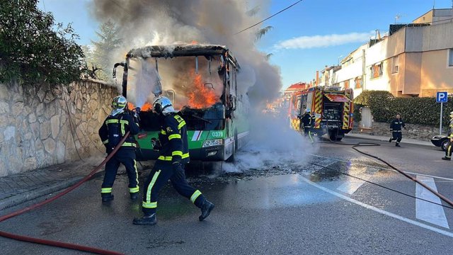 Incendio en un autobús de Pozuelo