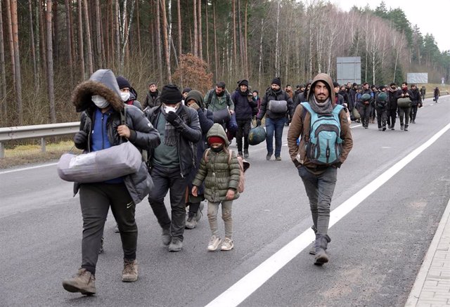 Migrantes en la fronter entre Polonia y Bielorrusia