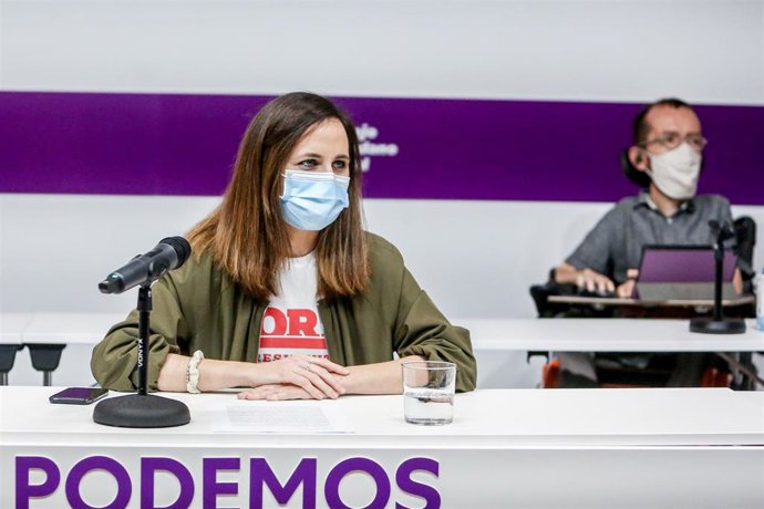 La secretaria general de Podemos, Ione Belarra, en el Consejo Ciudadanos Estatal (CCE) del partido, en la sede de Podemos, a 17 de diciembre de 2021, en Madrid (España). 