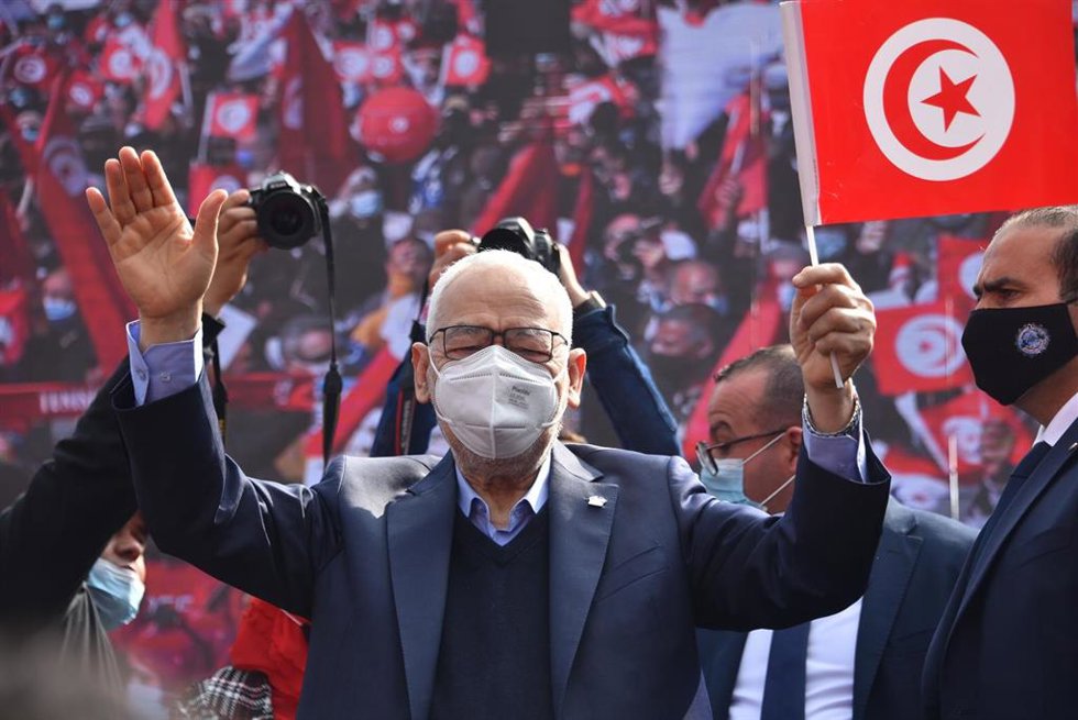 Archivo - El líder de Ennahda, Rachid Ghanuchi