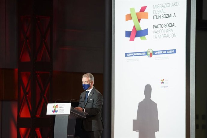 El lehendakari, Iñigo Urkullu, en un acto este sábado en Vitoria