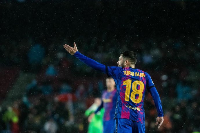 Jordi Alba durante un partido de la Champions League en el Camp Nou.