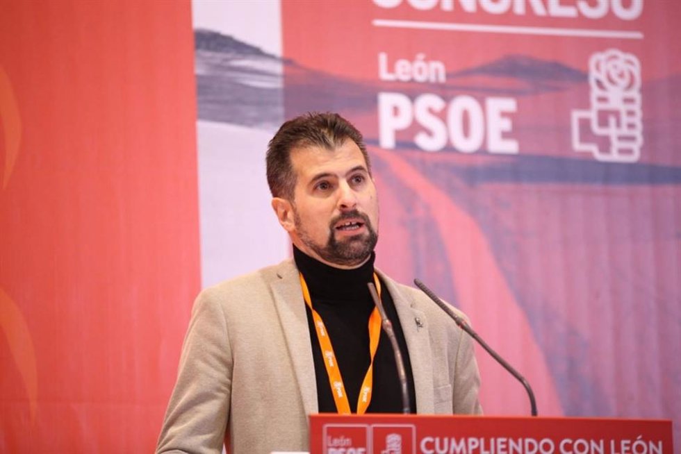 El secretario general del PSOECyL, Luis Tudanca, en el Congreso provincial de León.