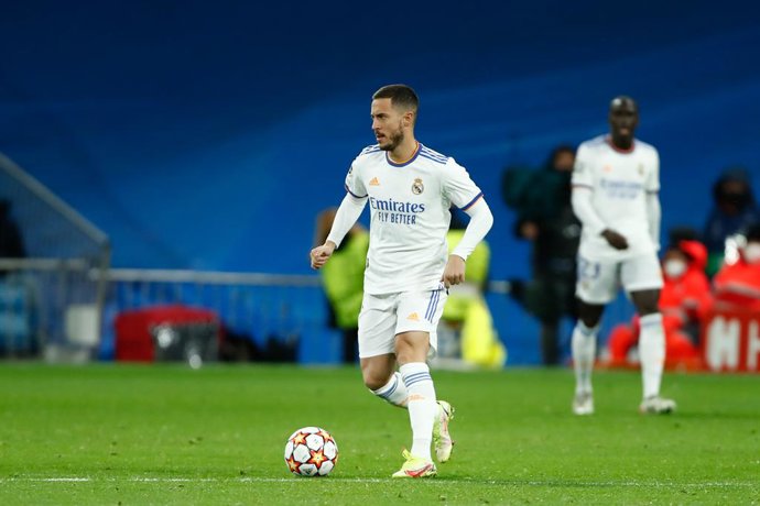 Eden Hazard of Real Madrid in action during the UEFA Champions League, Group D, football match played between Real Madrid and FC Internazionale Milano at Santiago Bernabeu stadium on December 7, 2021, in Madrid, Spain.