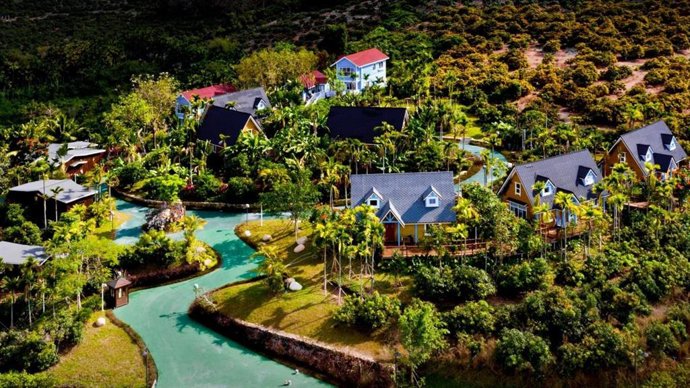 Log cabins in Sino-Nature Garden at Sanyas Damao Village in southern Hainan province