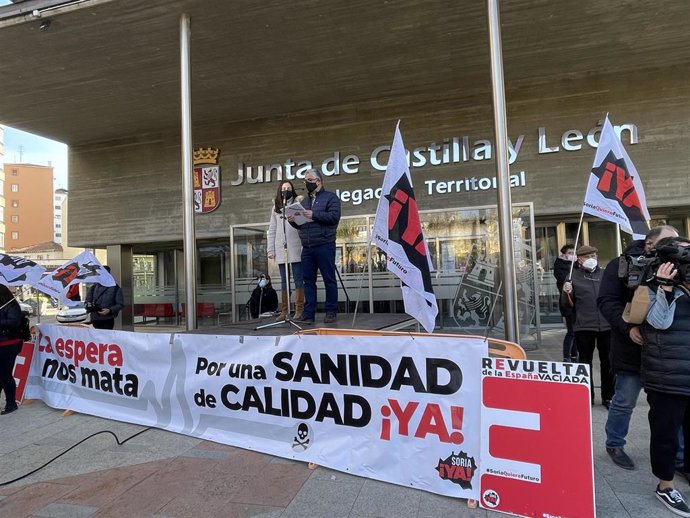 Una de las concentraciones por la sanidad convocadas hoy en Soria.