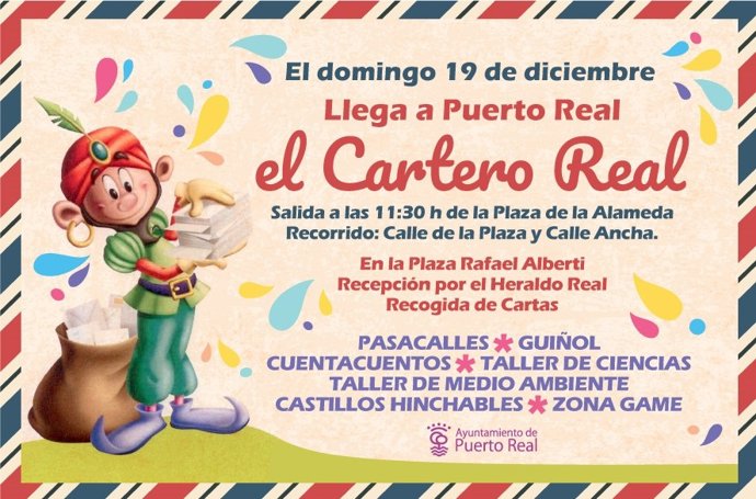 Cartel del Cartero Real en Puerto Real.