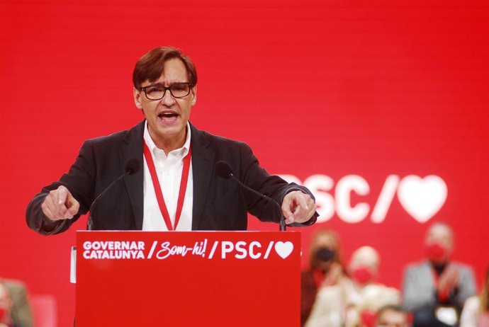 Salvador Illa (PSC) en la clausura del Congrés Extraordinari que li ha proclamat primer secretari.